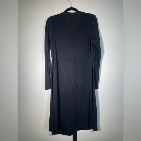 Per Se Womens Sz M Black Open Knit Long Cardigan Duster Sweater Boho Festival - Picture 11 of 16